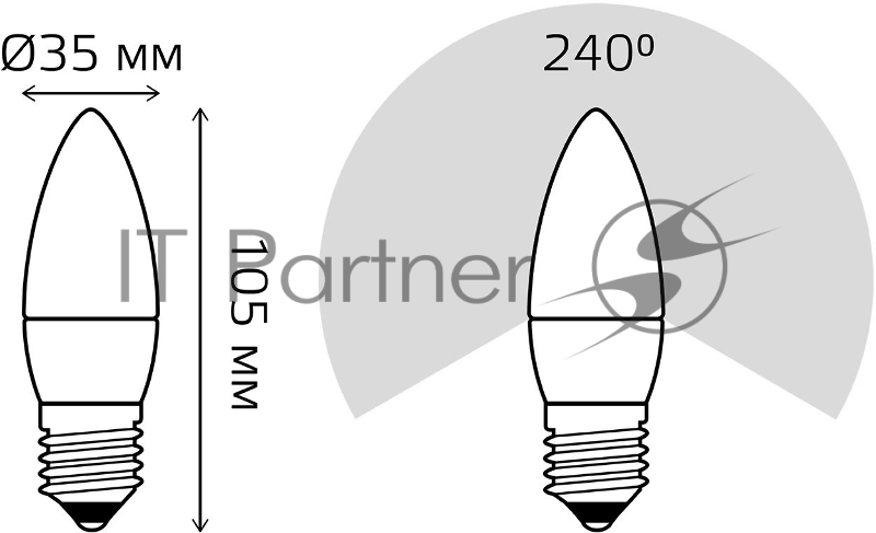 Лампа светодиодная Gauss 103102307 6.5Вт цок.:E27 свеча 220B 6500K св.свеч.бел.хол. (упак.:10шт)