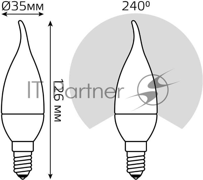 Лампа светодиодная Gauss 104101310 9.5Вт цок.:E14 свеча 220B 6500K св.свеч.бел.хол. (упак.:10шт)