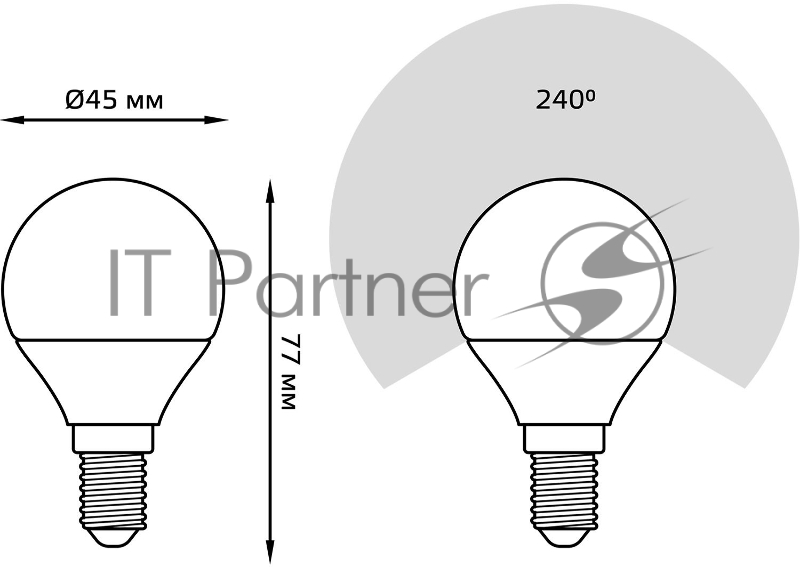 Лампа светодиодная Gauss 105101307 6.5Вт цок.:E14 шар 220B 6500K св.свеч.бел.хол. (упак.:10шт)