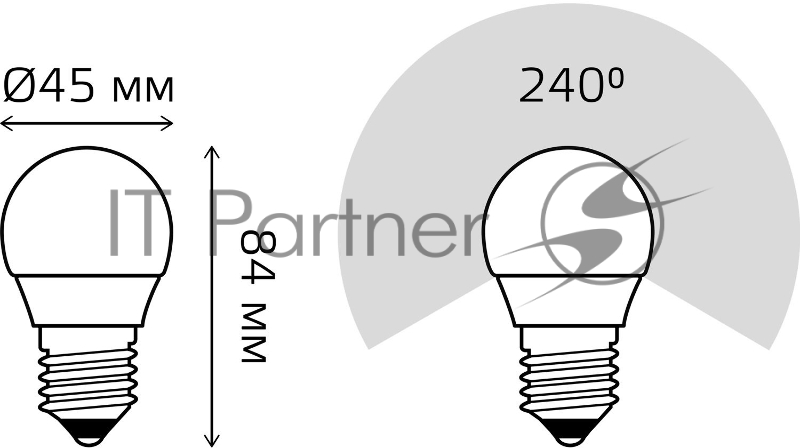 Лампа светодиодная Gauss 105102310 9.5Вт цок.:E27 шар 220B 6500K св.свеч.бел.хол. (упак.:10шт)