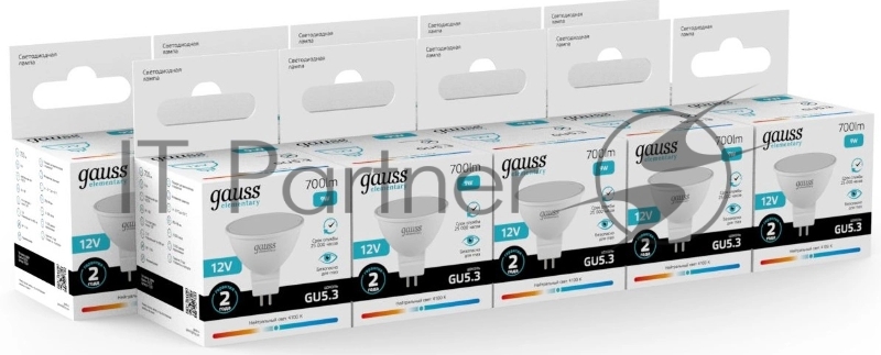 Лампа светодиодная Gauss Elementary 9Вт цок.:GU5.3 софит 12B св.свеч.бел.нейт. (11529)