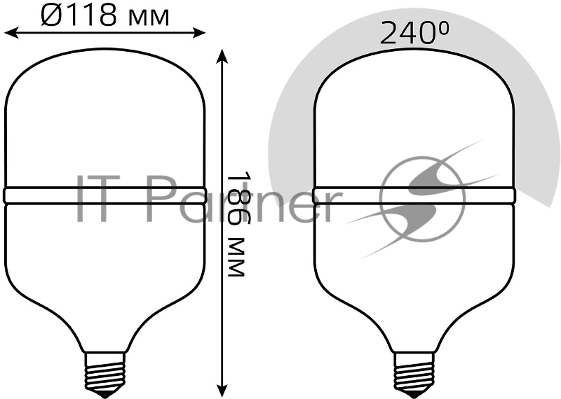 Лампа светодиодная Gauss Elementary T120 42Вт цок.:E27 цилин. 220B 3600K св.свеч.бел.нейт. (упак.:1шт) (63224)
