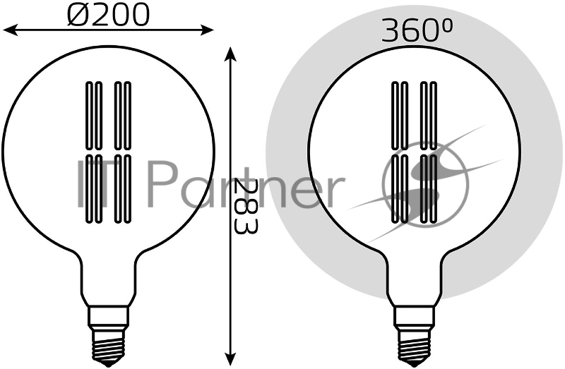 Лампа светодиодная Gauss Filament Vintage 6Вт цок.:E27 шар 220B 2700K св.свеч.бел.теп. (упак.:1шт) (154802118)