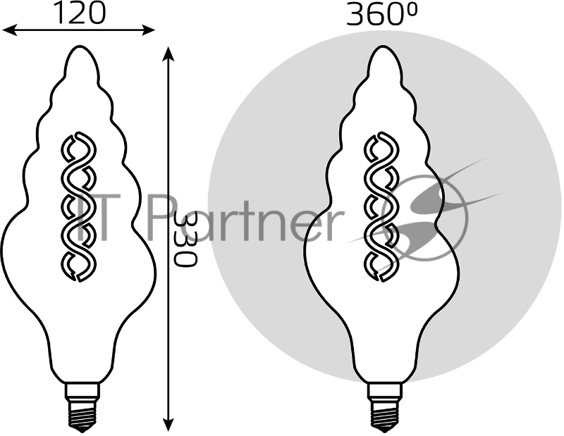 Лампа филам. Gauss Filament Vintage 6Вт цок.:E27 спираль 220B 2400K св.свеч.бел.теп. (упак.:1шт) (166802008)