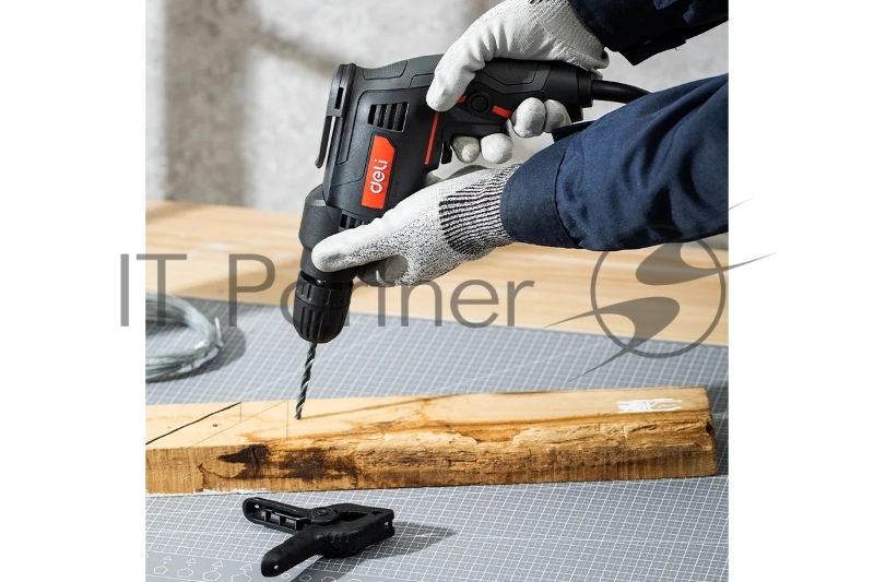 Дрель сетевая Deli DE-DZ10-1E (500Вт, 10мм, 3300об/мин, картон)