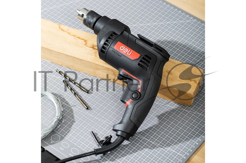 Дрель сетевая Deli DE-DZ10-2E (500Вт, 10мм, 3300об/мин, картон)