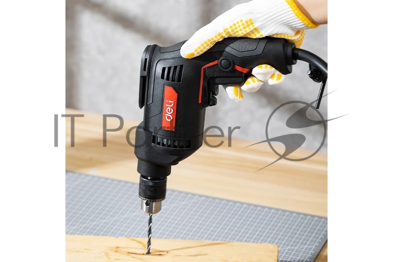 Дрель сетевая Deli DE-DZ10-2E (500Вт, 10мм, 3300об/мин, картон)