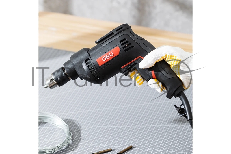 Дрель сетевая Deli DE-DZ10-2E (500Вт, 10мм, 3300об/мин, картон)