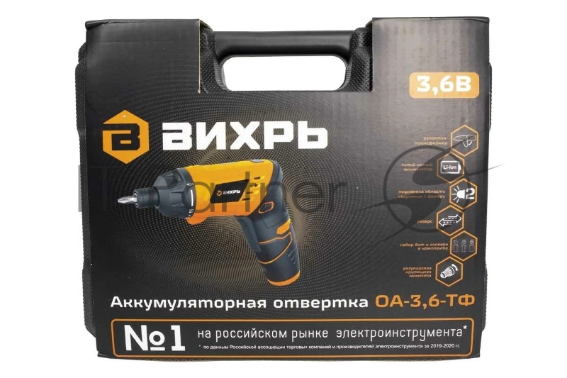 Отвертка аккум. Вихрь ОА-3,6-ТФ аккум. патрон:шестигранник 6.35 мм (1/4) (кейс в комплекте) (72/14/31)