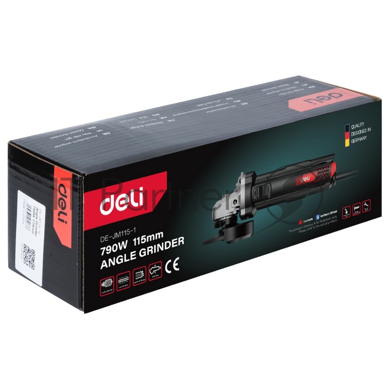 Угловая шлифмашина сетевая Deli DE-JM115-1E (790Вт, 115мм, 12000об/мин, картон)