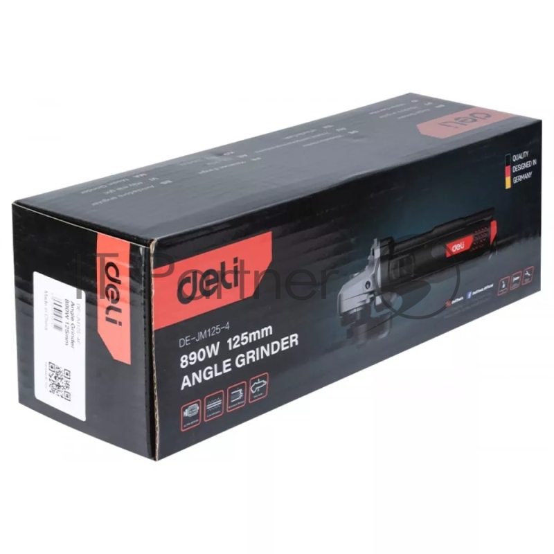 Угловая шлифмашина сетевая Deli DE-JM125-4E (890Вт, 125мм, 12000об/мин, картон)