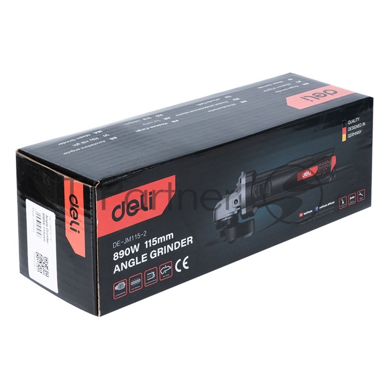 Угловая шлифмашина сетевая Deli DE-JM115-2E (890Вт, 115мм, 12000об/мин, картон)