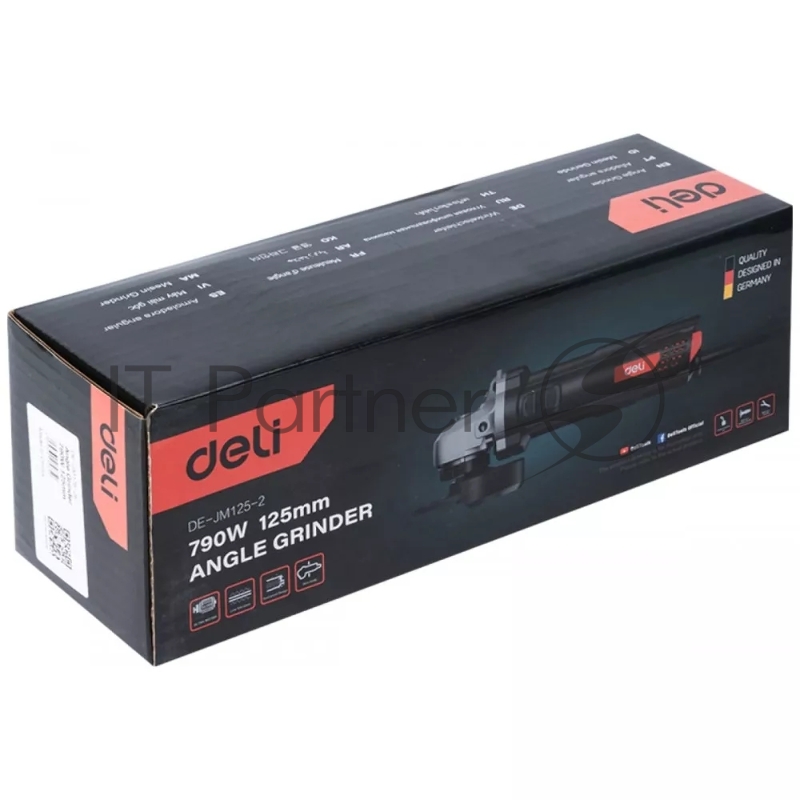 Угловая шлифмашина сетевая Deli DE-JM125-2E (790Вт, 125мм, 12000об/мин, картон)