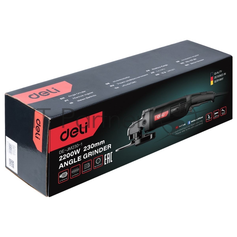 Угловая шлифмашина сетевая Deli DE-JM230-1E (2200Вт, 230мм, 6600об/мин, картон)