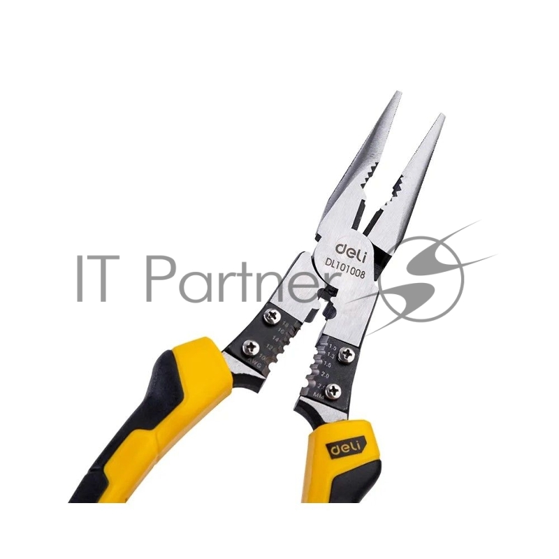 Удлиненные плоскогубцы многофункциональные Deli DL101008 220мм, (зажим/резка/зачистка/обжим), сталь Cr-V, двухкомпонентная рукоять