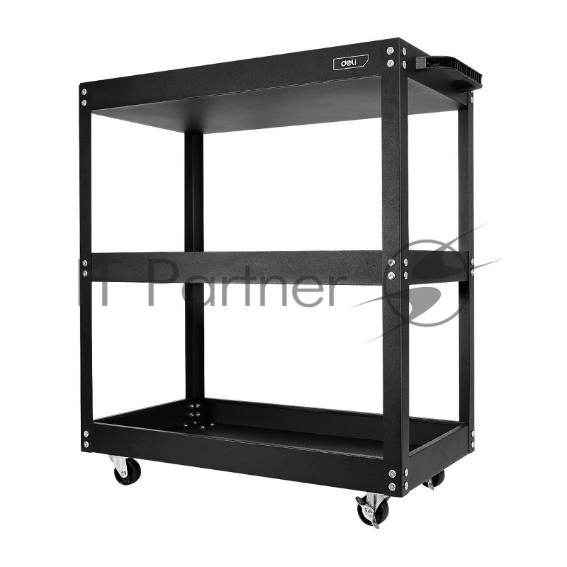 Тележка инструментальная трехсекционная на колесах Deli DL433023 700x350x760мм, до 210кг, толщина полки 0,7мм, толщина стойки 1,2мм