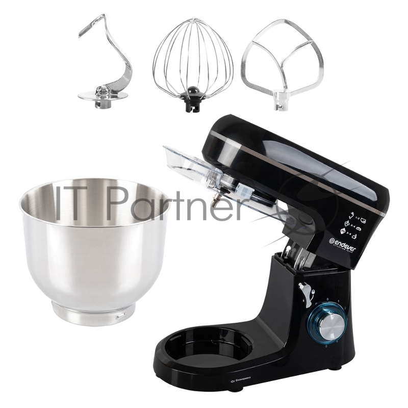 Миксер планетарный Endever Sigma-120, черный, мощность 1800 Вт, объем чаши 6 л, планетарная система смешивания, 2 шт/уп.