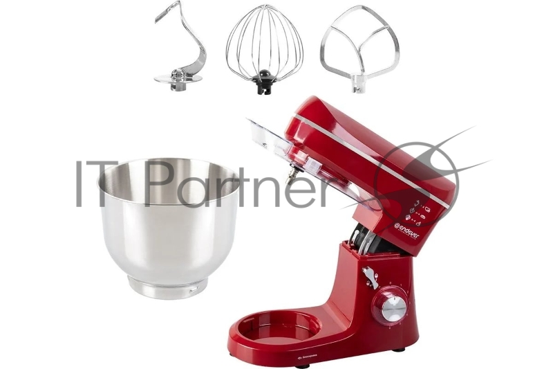 Миксер планетарный Endever Sigma-121, красный, мощность 1800 Вт, объем чаши 6 л, планетарная система смешивания, 2 шт/уп.