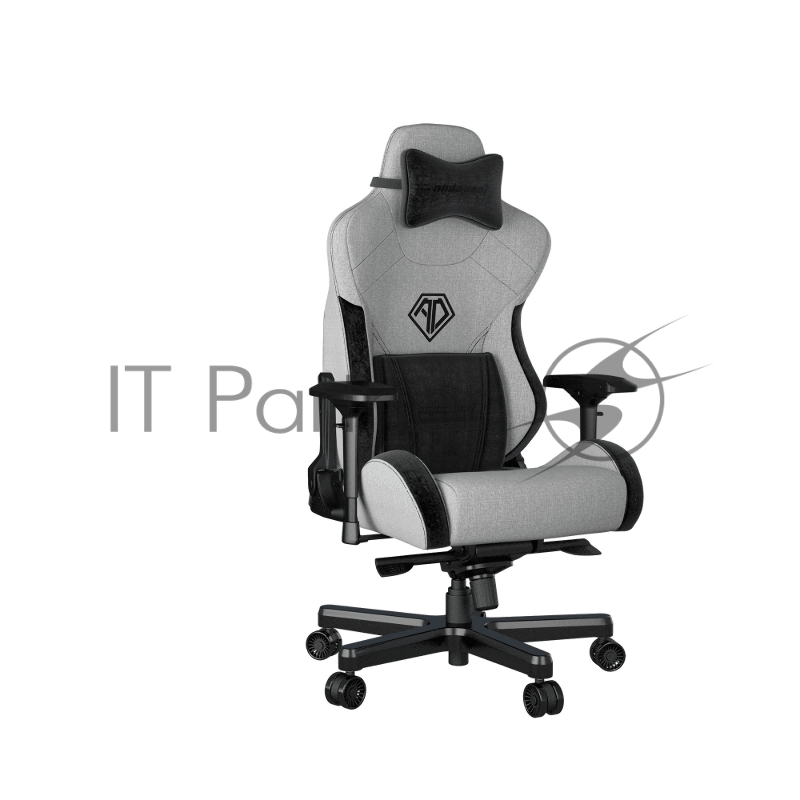 Кресло игровое Anda Seat T-Pro 2, цвет серый/чёрный, размер XL (180кг), материал ткань (модель AD12XL)