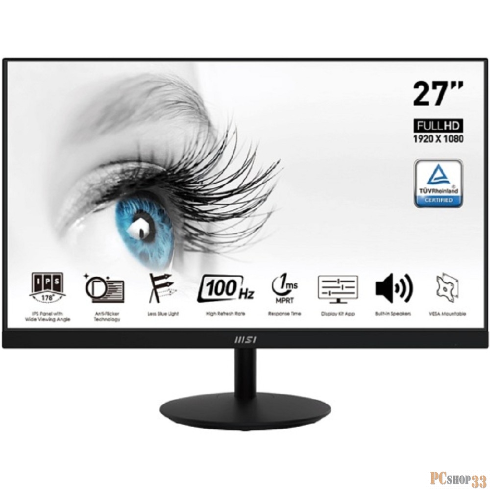 Монитор LCD PRO MP271A 27 16:9 1920х1080(FHD) IPS, nonGLARE, 100 Hz, 300 cd/m2, H178°/V178°, 1000:1, 1ms, VGA, HDMI, DP, Tilt, 1Y, Black