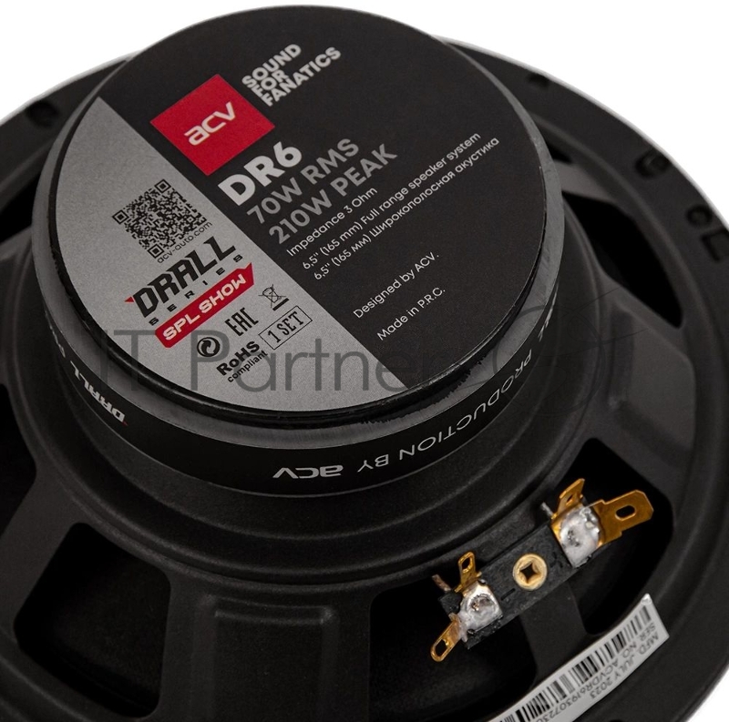 Колонки автомобильные ACV DRALL DR6 (без решетки) 210Вт 96дБ 3Ом 16см (6.5дюйм) (ком.:2кол.) широкополосные однополосные