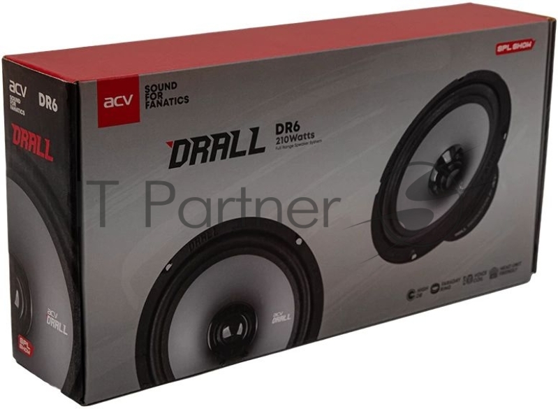 Колонки автомобильные ACV DRALL DR6 (без решетки) 210Вт 96дБ 3Ом 16см (6.5дюйм) (ком.:2кол.) широкополосные однополосные