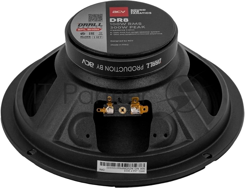 Колонки автомобильные ACV DRALL DR8 (без решетки) 300Вт 96дБ 3Ом 20см (8дюйм) (ком.:2кол.) широкополосные однополосные