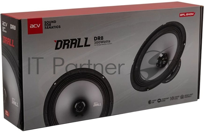 Колонки автомобильные ACV DRALL DR8 (без решетки) 300Вт 96дБ 3Ом 20см (8дюйм) (ком.:2кол.) широкополосные однополосные