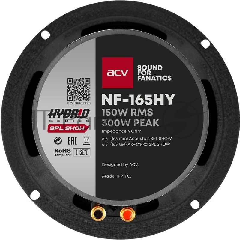 Колонки автомобильные ACV NF-165HY (без решетки) 300Вт 97дБ 4Ом 16см (6.5дюйм) (ком.:2кол.) широкополосные однополосные