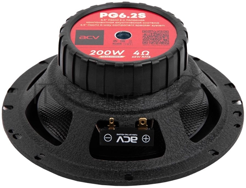 Колонки автомобильные ACV PG-6.2S 200Вт 92дБ 4Ом 16см (6.5дюйм) (ком.:2кол.) компонентные двухполосные