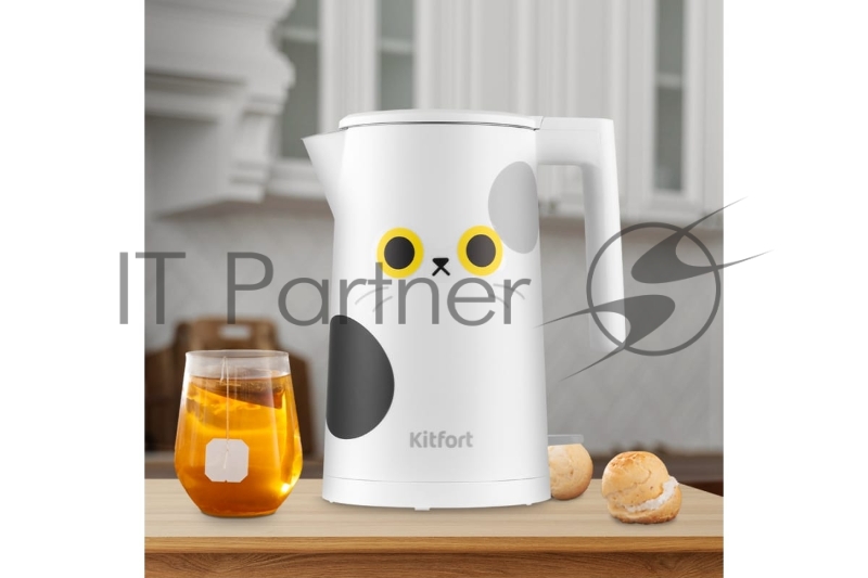 Чайник электрический Kitfort КТ-6185 1.7л. 2200Вт белый (корпус: нержавеющая сталь)