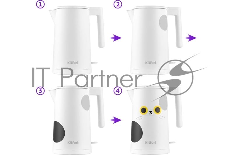 Чайник электрический Kitfort КТ-6185 1.7л. 2200Вт белый (корпус: нержавеющая сталь)