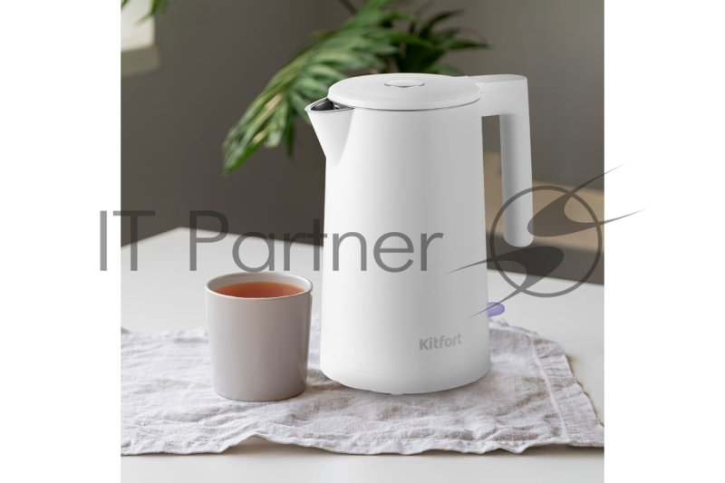 Чайник электрический Kitfort КТ-6185 1.7л. 2200Вт белый (корпус: нержавеющая сталь)
