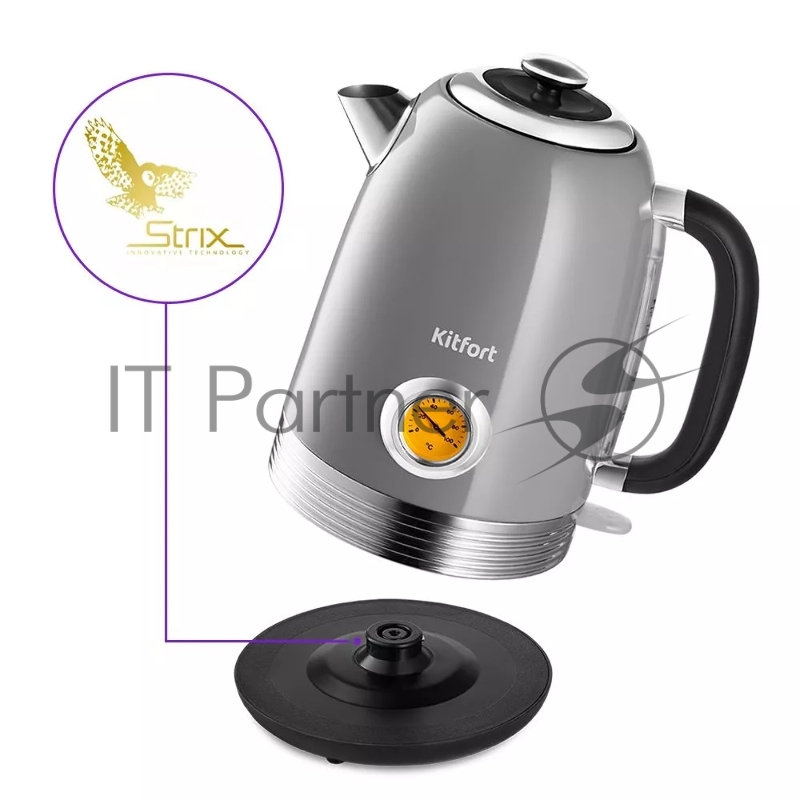 Чайник электрический Kitfort КТ-6605 1.7л. 2200Вт серый (корпус: нержавеющая сталь)