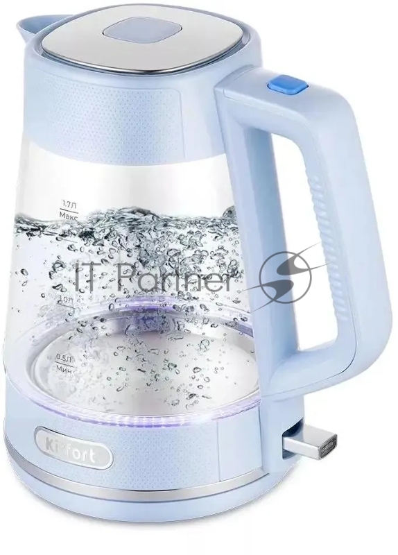 Чайник электрический Kitfort КТ-6623 1.7л. 2200Вт голубой/нержавеющая сталь (корпус: пластик/стекло)