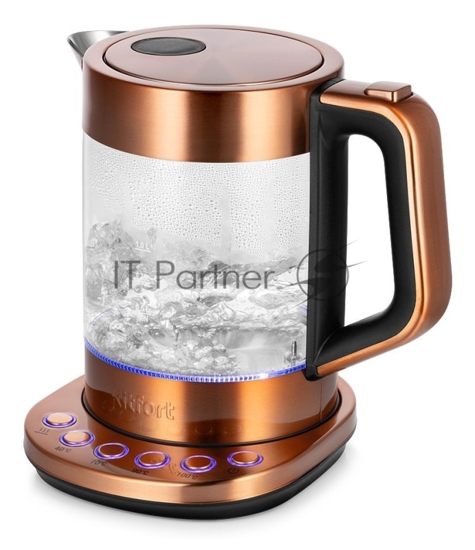 Чайник электрический Kitfort КТ-6657 1.5л. 2200Вт бронзовый/черный (корпус: нержавеющая сталь/стекло)