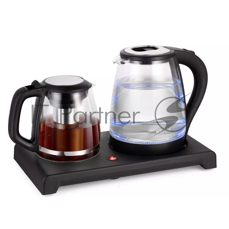 Чайный набор Kitfort КТ-6179 2л. 1500Вт черный (корпус: стекло)