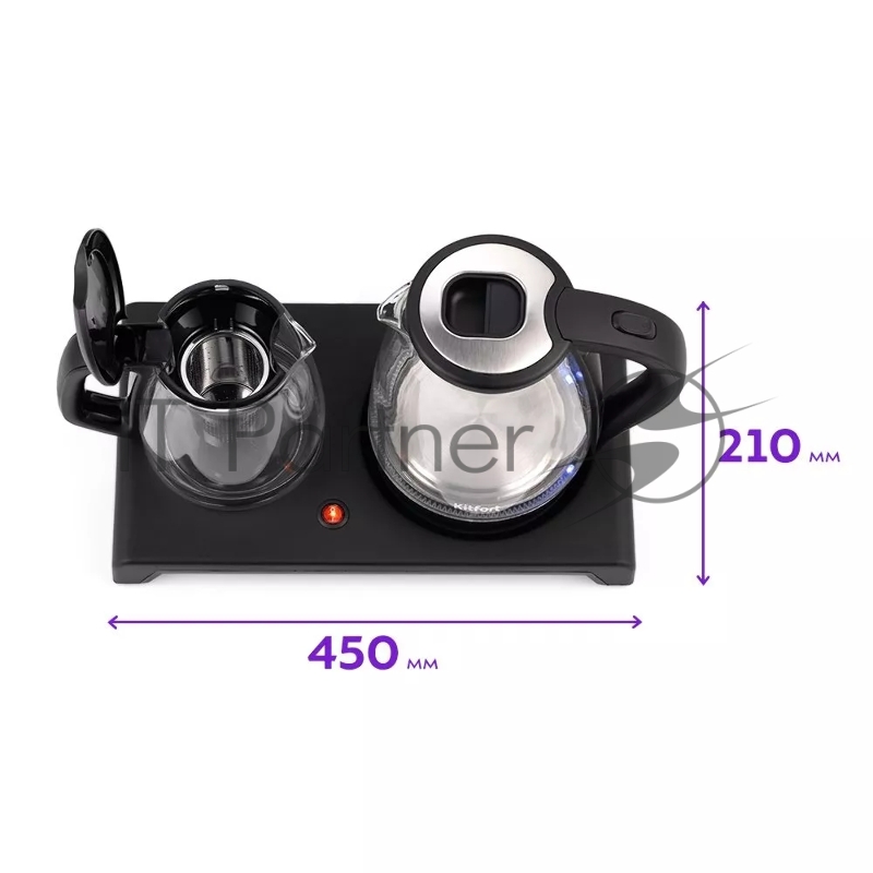 Чайный набор Kitfort КТ-6179 2л. 1500Вт черный (корпус: стекло)