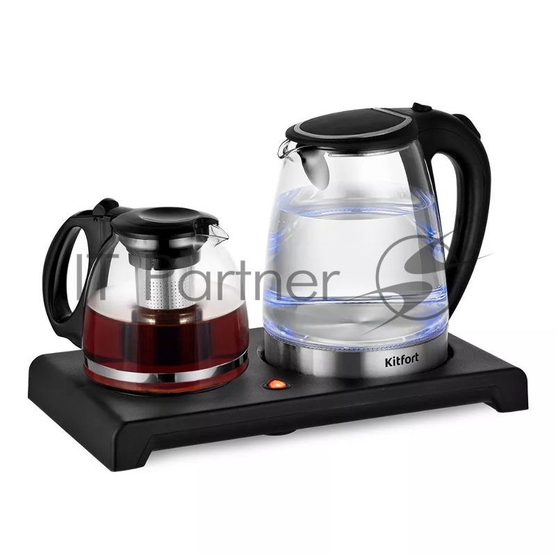 Чайный набор Kitfort КТ-6180 2л. 1500Вт черный (корпус: стекло)