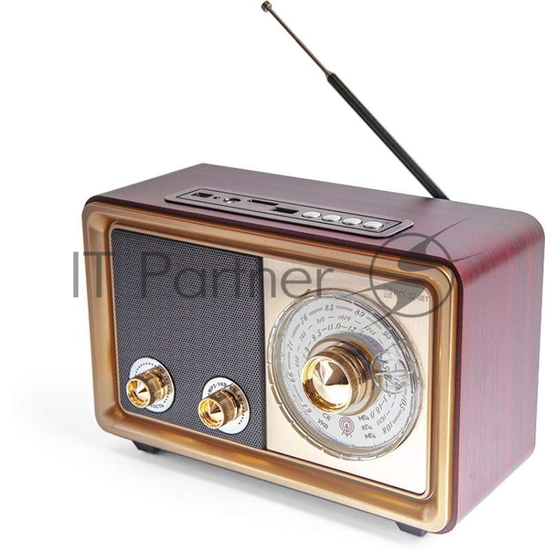 Радиоприемник портативный Сигнал БЗРП РП-324BT коричневый/бежевый USB SD/microSD