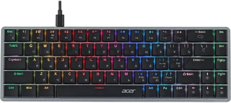 Клавиатура Acer OKW302 механическая серебристый USB for gamer LED (ZL.KBDCC.01C)