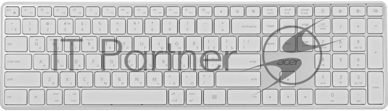 Клавиатура Acer OKR301 белый/серебристый USB беспроводная BT/Radio slim Multimedia (ZL.KBDEE.015)
