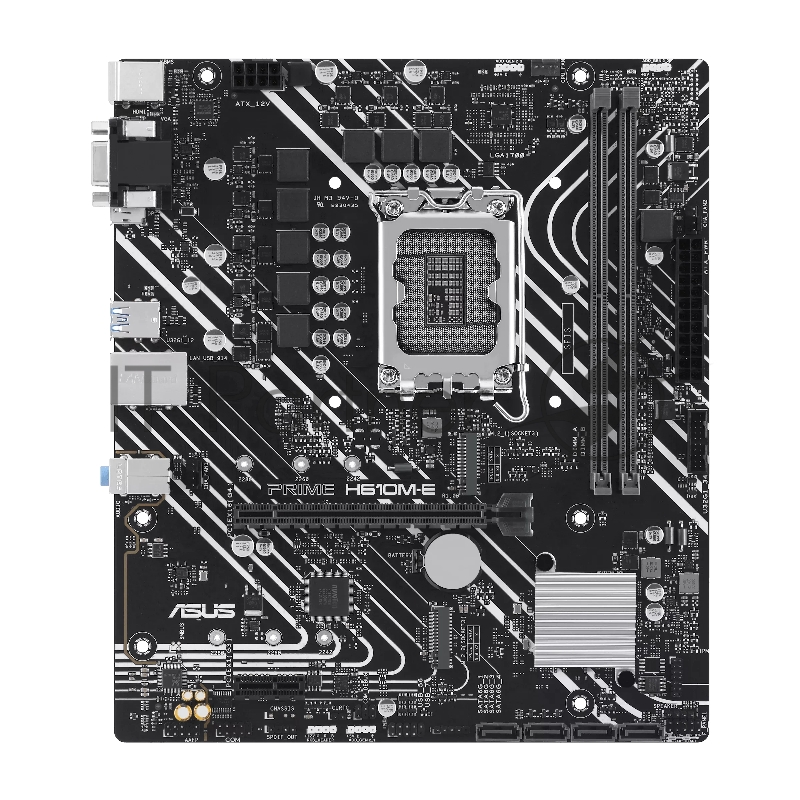 Материнская плата ASUS PRIME H610M-E-CSM, LGA1700, H610, 2*DDR5, DP+VGA + HDMI, SATA3, Audio, Gb LAN, USB 3.2, USB 2.0, COM*1 header (w/o cable), mATX 90MB1G10-M0EAYC