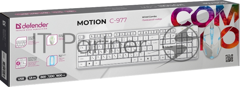 Клавиатура + мышка DEFENDER LINE MOTION C-977 RU WHITE 45977