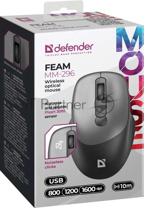 Мышка OPTICAL FEAM MM-296 52296 BLACK BT1600DPI DEFENDER