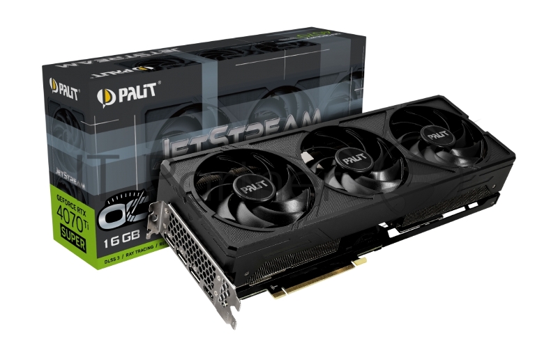 Видеокарта Palit RTX4070Ti SUPER JETSTREAM OC NVIDIA GeForce RTX 4070TI Super 16Gb PCI-E4.0 256bit GDDR6X 2340/21000 HDMIx1 DPx3 HDCP Ret