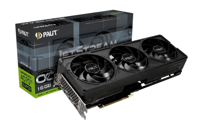 Видеокарта Palit RTX4070Ti SUPER JETSTREAM OC NVIDIA GeForce RTX 4070TI Super 16Gb PCI-E4.0 256bit GDDR6X 2340/21000 HDMIx1 DPx3 HDCP Ret