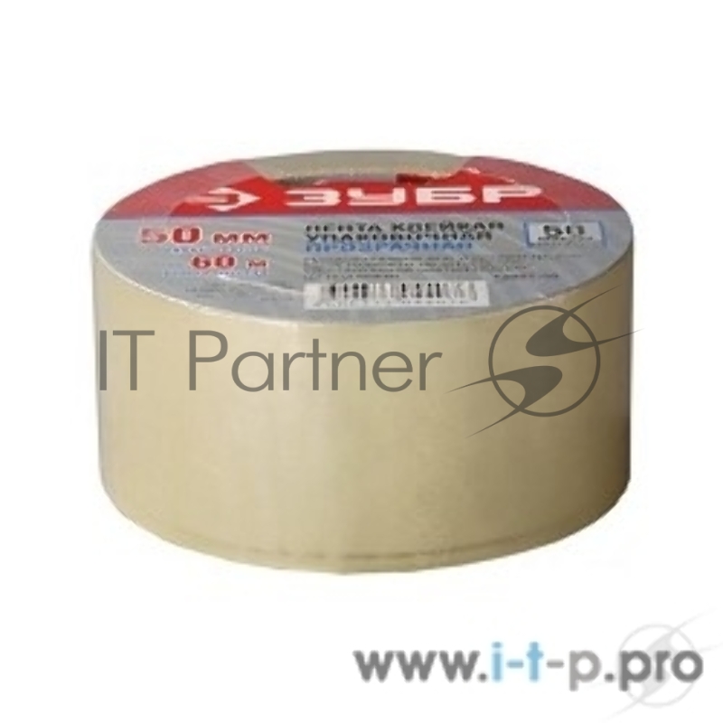 Лента ЗУБР МАСТЕР (12031-50) клеящая, прозрачная, усиленная прочность, толщина 50 мк, 48мм х 60м