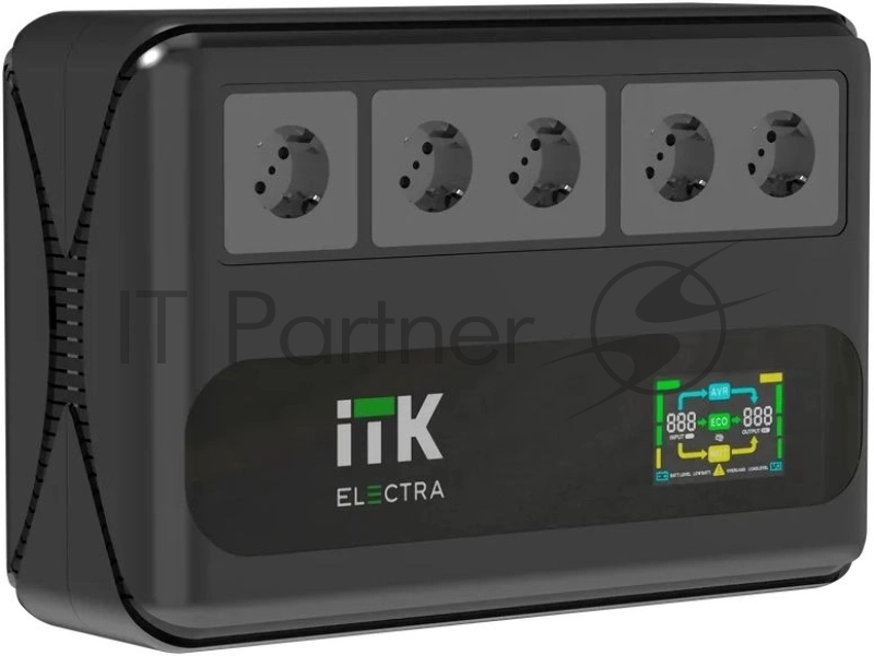 Источник бесперебойного питания Line-interactive 1кВА/0,6кВт, однофазный, LCD дисплей, с АКБ 1х9AH, 5xSchuko