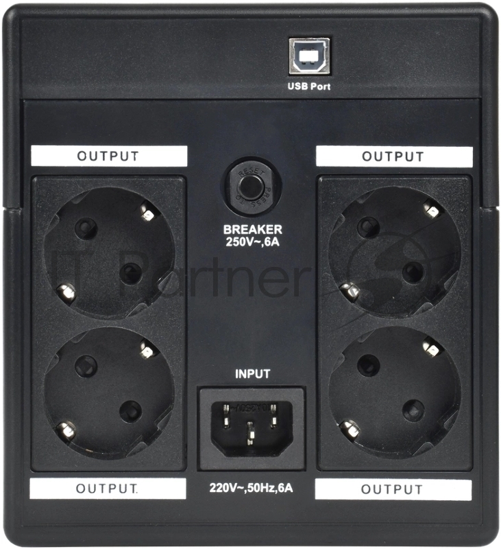 Источник бесперебойного питания Line-interactive 1,2кВА/720Вт, фаза 1/1, LCD дисплей, с АКБ 2х7AH, USB, Schuko